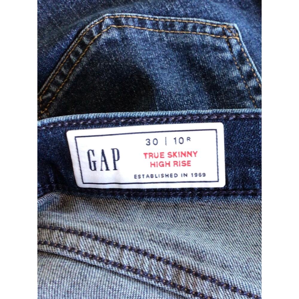 NWT Gap Women's Denim True Skinny High‎ Rise Jeans Dark Wash Blue Size 30/10R - Picture 10 of 11